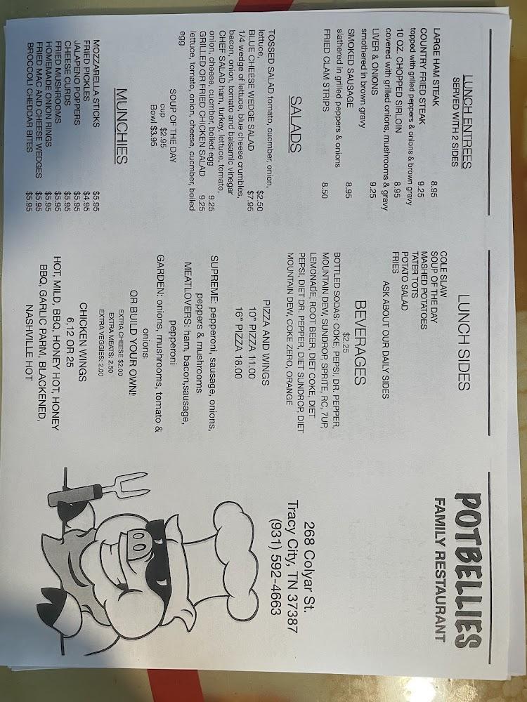 Potbellies Family Restaurant Menu image 1